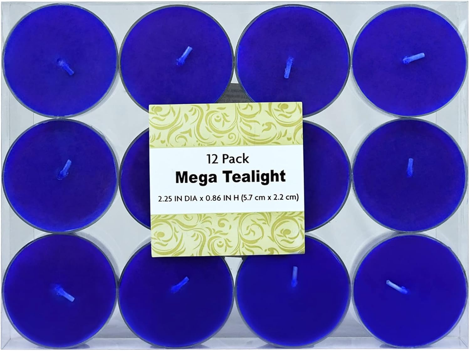 Zest Candle CTM-026_12 144-Piece Mega Oversized Tealight Candle, Blue