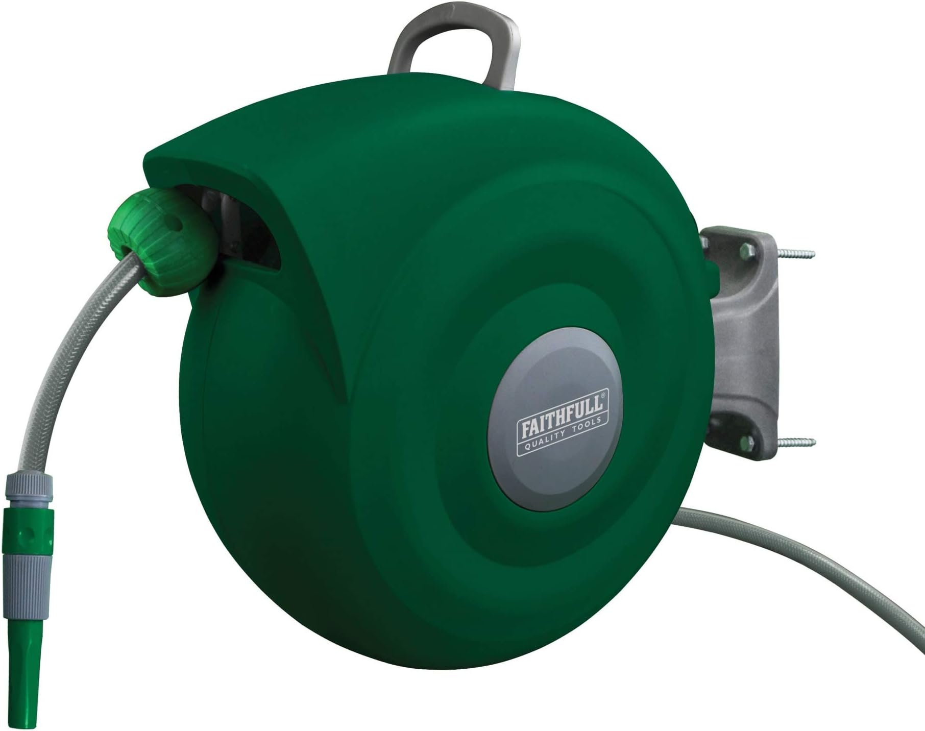 Faithfull FAIHOSEAUT20 20M Auto Rewind Hose Reel with Wall Bracket and Fixings