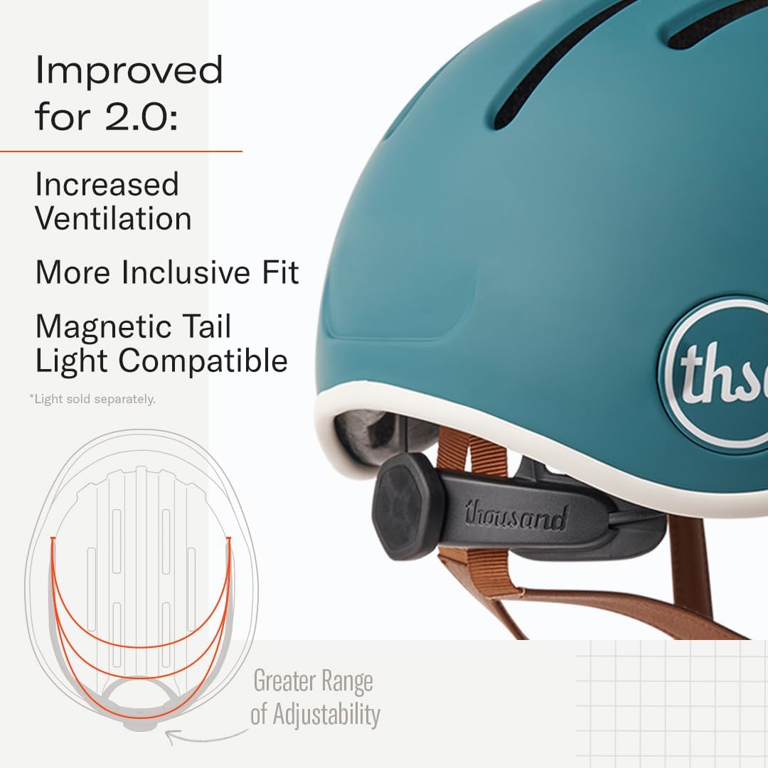 Thousand Heritage 2.0 Adult Bike Helmet; The Original Low Profile Retro Commuter Cycling Helmet Safety Certified for Bicycle Skateboard Skating Roller Skates; for Men & Women
