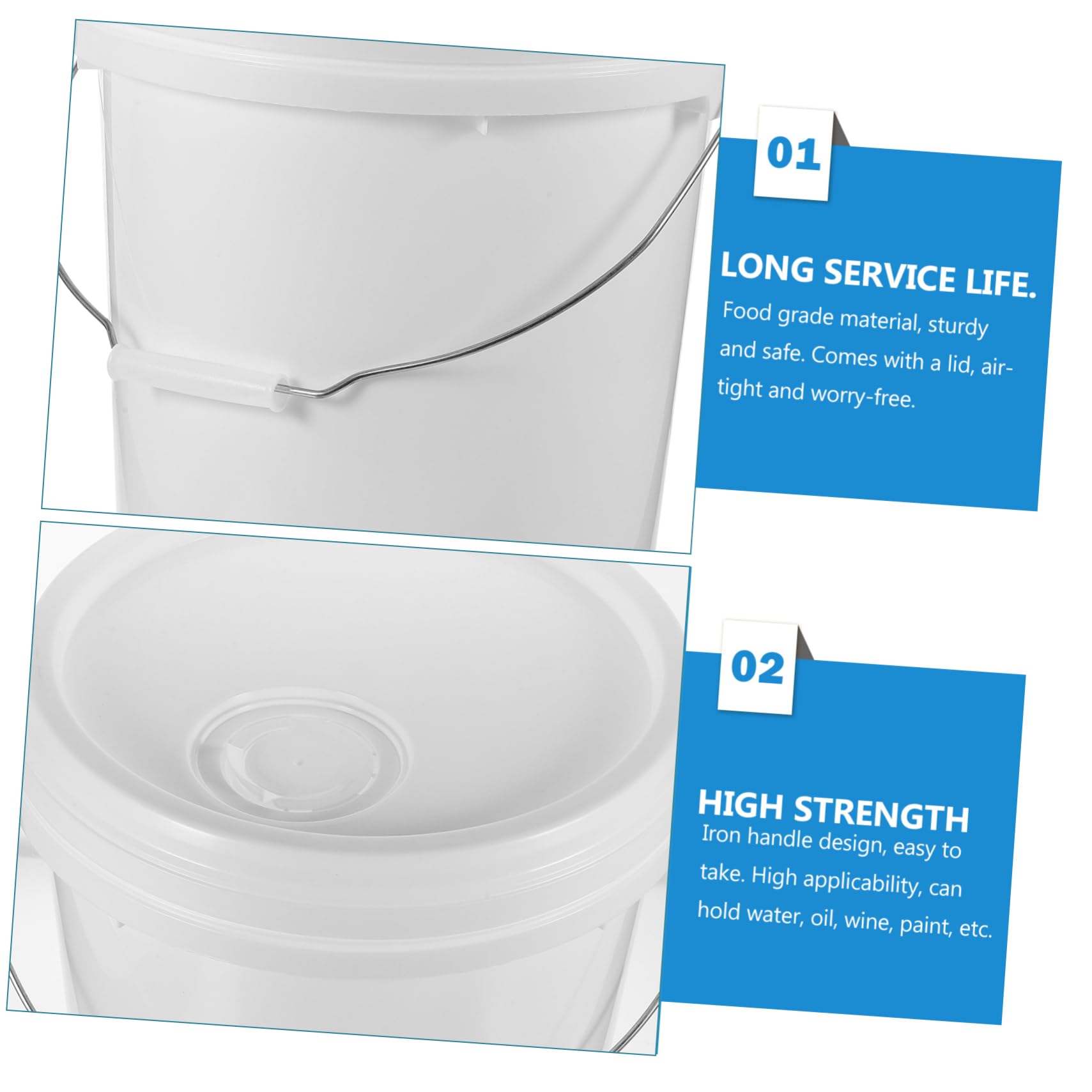 iplusmile Balde De Pintura 10l con Tapa Hermética y Asa De Hierro Hdpe Blanco Multiusos para Almacenar Pigmentos Líquido y Solventes Uso Doméstico 2.2 Galones