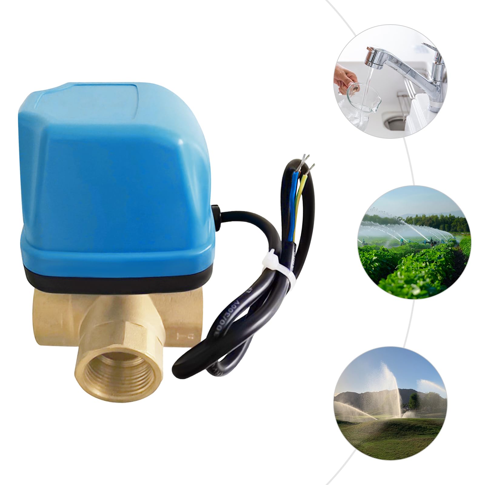 Válvula solenoide de 3 vías, 230 V, riego 12 V, válvula de bola de motor solenoide, válvula automática de protección contra heladas DN25, válvula de bola eléctrica de 3 vías, latón G1-1/4, 230 V CA