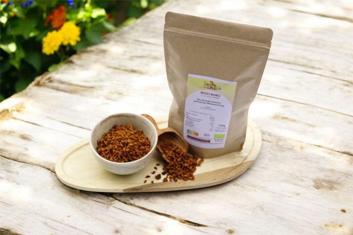 Müsli Mühle Bio Sanddornbeeren getrocknet – Superfood – 2500g | Für Müsli, Smoothie, Joghurt & als Snack – vegane Trockenfrüchte – ohne Zuckerzusatz & arm an gesättigten Fettsäuren