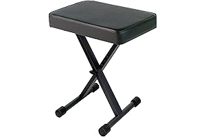 GLEAM Piano Bench, Adjustable Height Padded Keyboard Bench with X-Style Stand, 16.3-19.6"