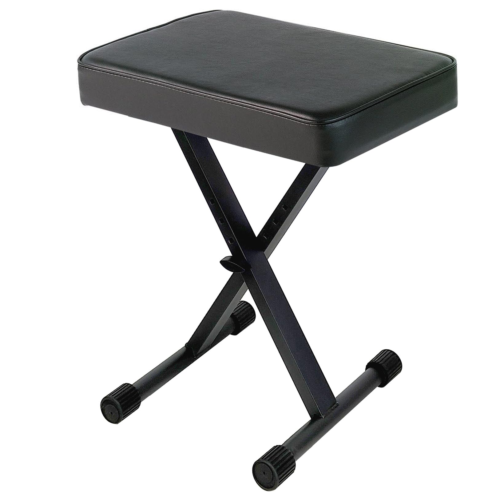 GLEAM Keyboard Bench Padded Cushion Height Adjustable 14.5-18.5in Piano Stool Bench Black (Thick Padding)