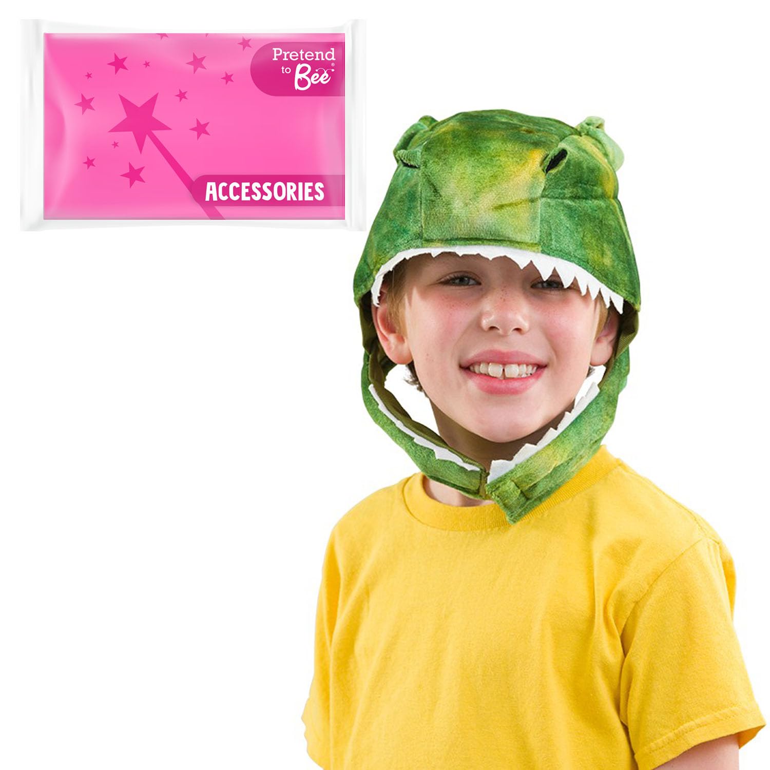 PRETEND TO BEE Dinosaur Dress Up Costume Accessories for Kids, Dino Hood or Tail, Unisex, Green & Grey, One Size, 3+ Years