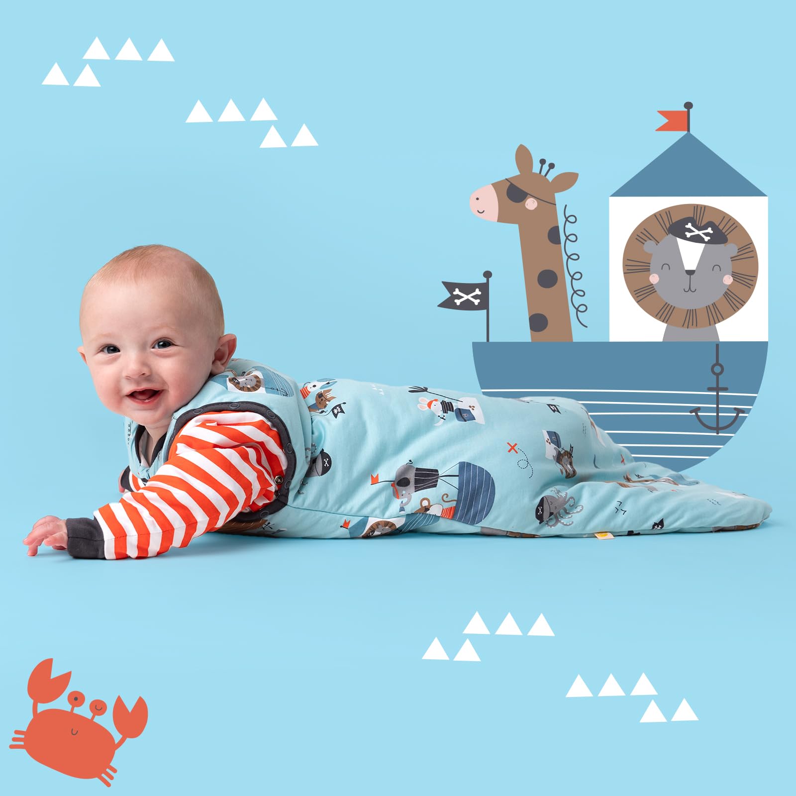 schlummersack Slumbersac Sacco nanna Tog 2.5 150 cm Pirata | Sacco a pelo bambini 6-10 anni cotone | Sacco nanna annuale maniche rimovibili