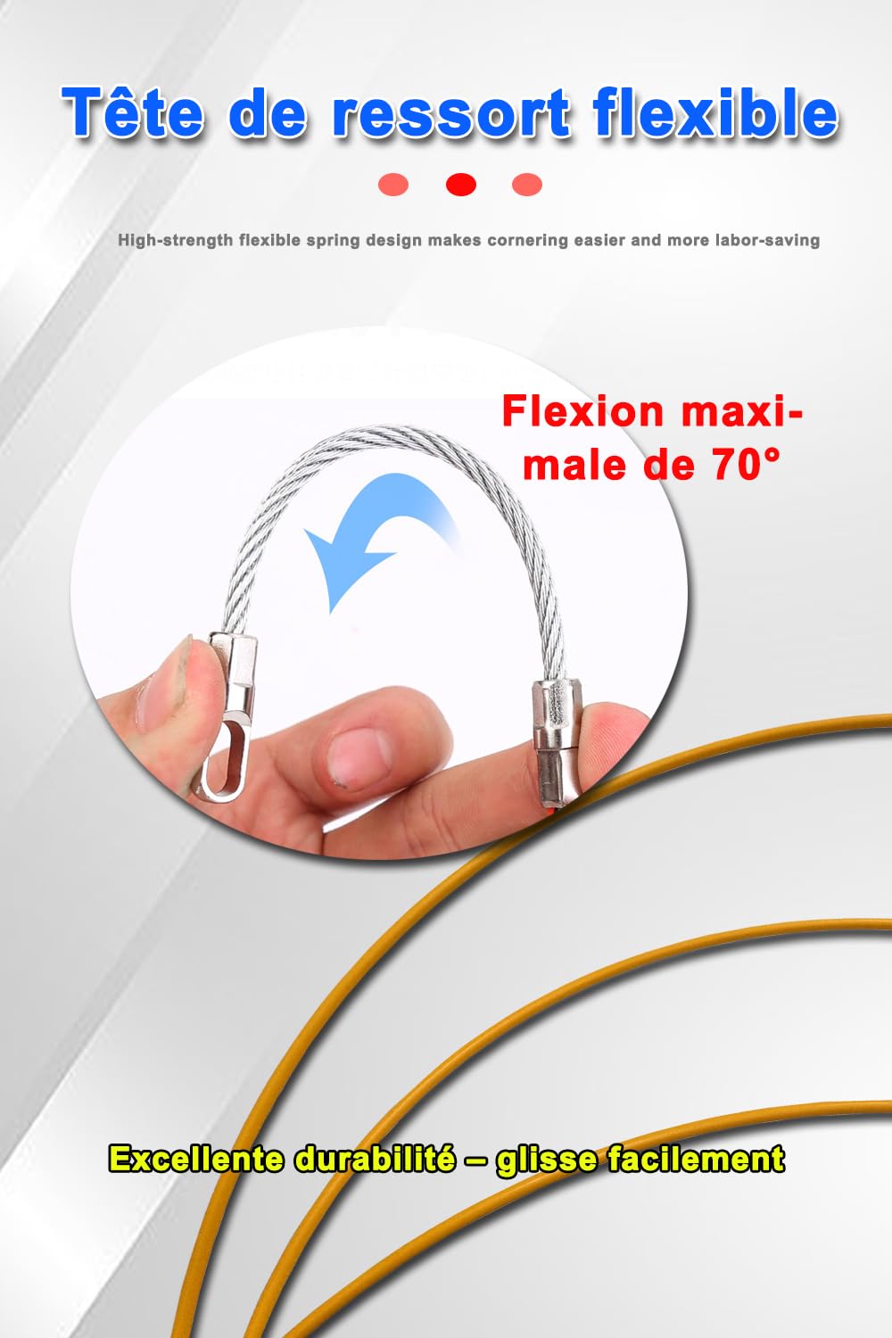 Extracteur de Fil Ruban en Fibre de Verre 30m Φ 4.0mm - Outil de Tirage de Câbles Électriques avec Étui de Rangement - Double Gamme pour Câblage Grenier, Réseau LAN et Tuyaux【30M】