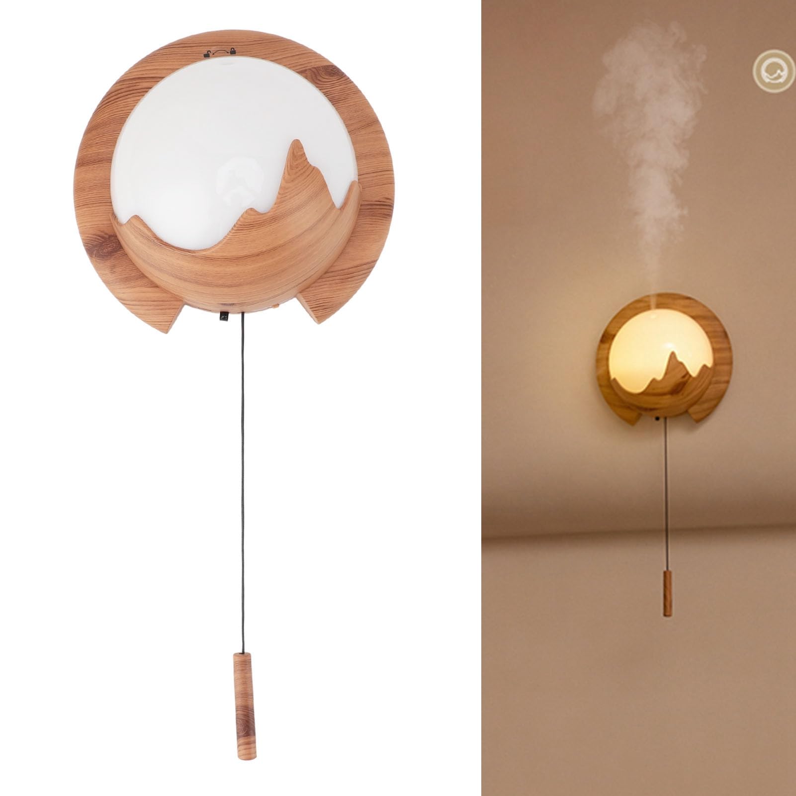 Generic Difusor de Aromaterapia LED para Colgar en la Pared, Dispositivo Moderno de Aceite Esencial USB para Relajación del Dormitorio, 150ml (Grano de Madera)