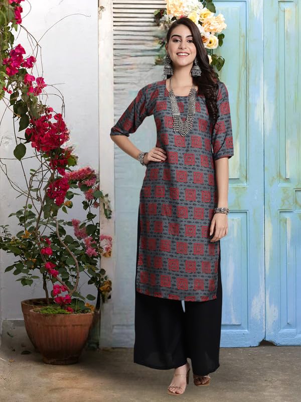 Image of Pinkmint Women's Crepe Kurti for Women's Ethnic Printed Kurti for Women's (Pack of 5)
