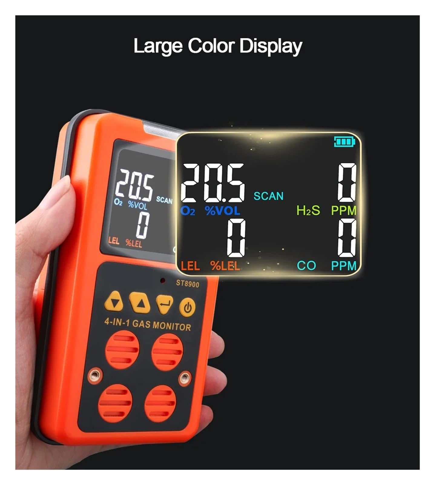 Monitor Detector de Gas múltiple 4 en 1, medidor analizador de Gas Combustible O2, sulfuro de hidrógeno H2S, monóxido de Carbono CO Monitoreo rápido