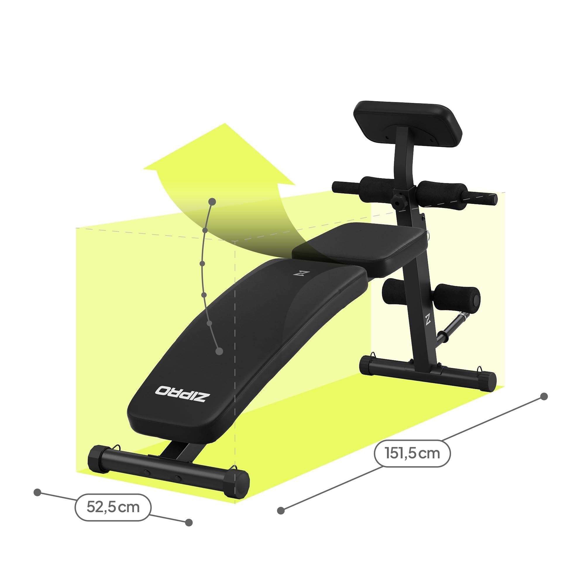 ZIPRO Panca Pieghevole Multifunzionale per Allenamento - Sollevamento Pesi, Fitness, Sit Up - Attrezzi per Casa o Palestra