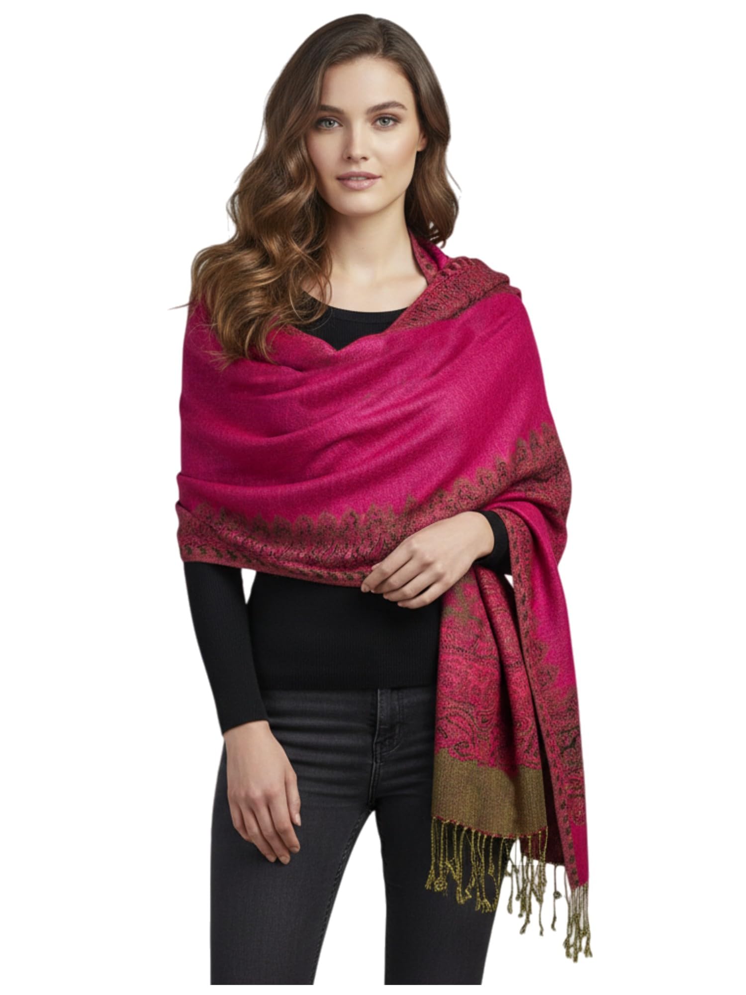 womens Border Pashmina Pashmina Shawl