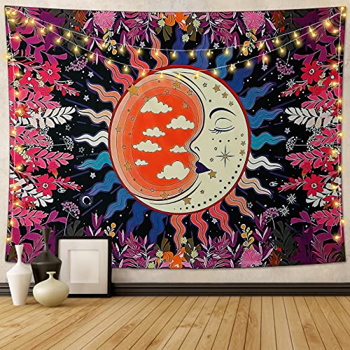 Betylifoy Tapisserie Soleil et Lune Tapisseries de Jardin au Clair de Lune Tapisserie Mandala Tenture Murale Art Mural Psychédélique Tapisserie en Tissu pour Chambre (Jardin, 130x150cm) Cover