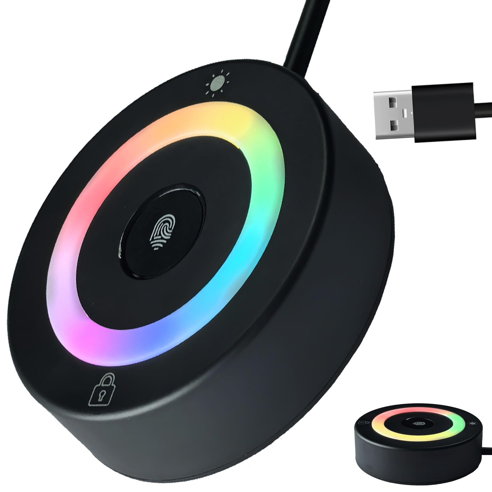 Lector de huellas dactilares USB para PC y portátil, escáner biométrico Windows Hello con tacto de 360°, inicio de sesión rápido <1s, llave de seguridad portátil para Windows 10/11