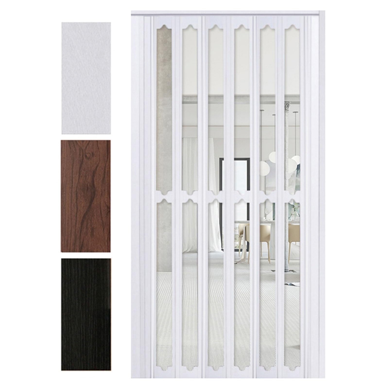 Porte accordéon intérieur en PVC 203 cm avec paroi acrylique