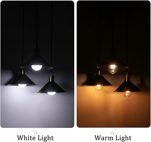 Miniatura 4 de FIRVRE Lámpara colgante industrial de 3 luces, luces colgantes de metal ajustables negras, enchufe de base E26, lámpara colgante de techo para