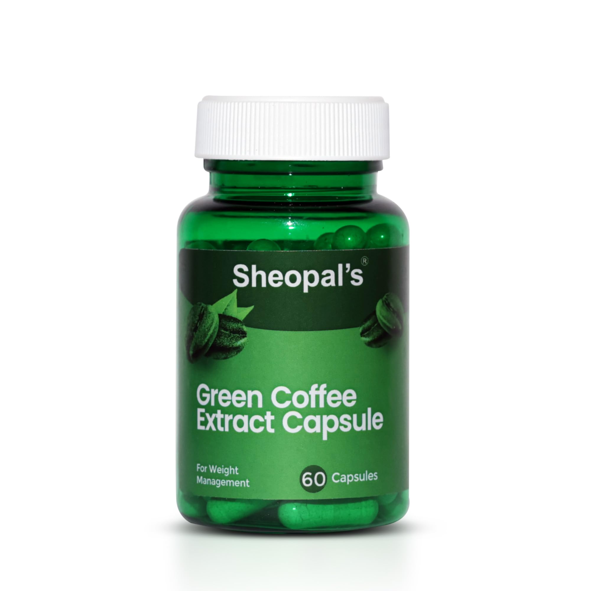 Sheopals Green Coffee Extract Capsules – 60 Veg Caps | With Chlorogenic Acid & Antioxidants | Natural Weight Management & Detox Support for Men & Women (1 Pack)