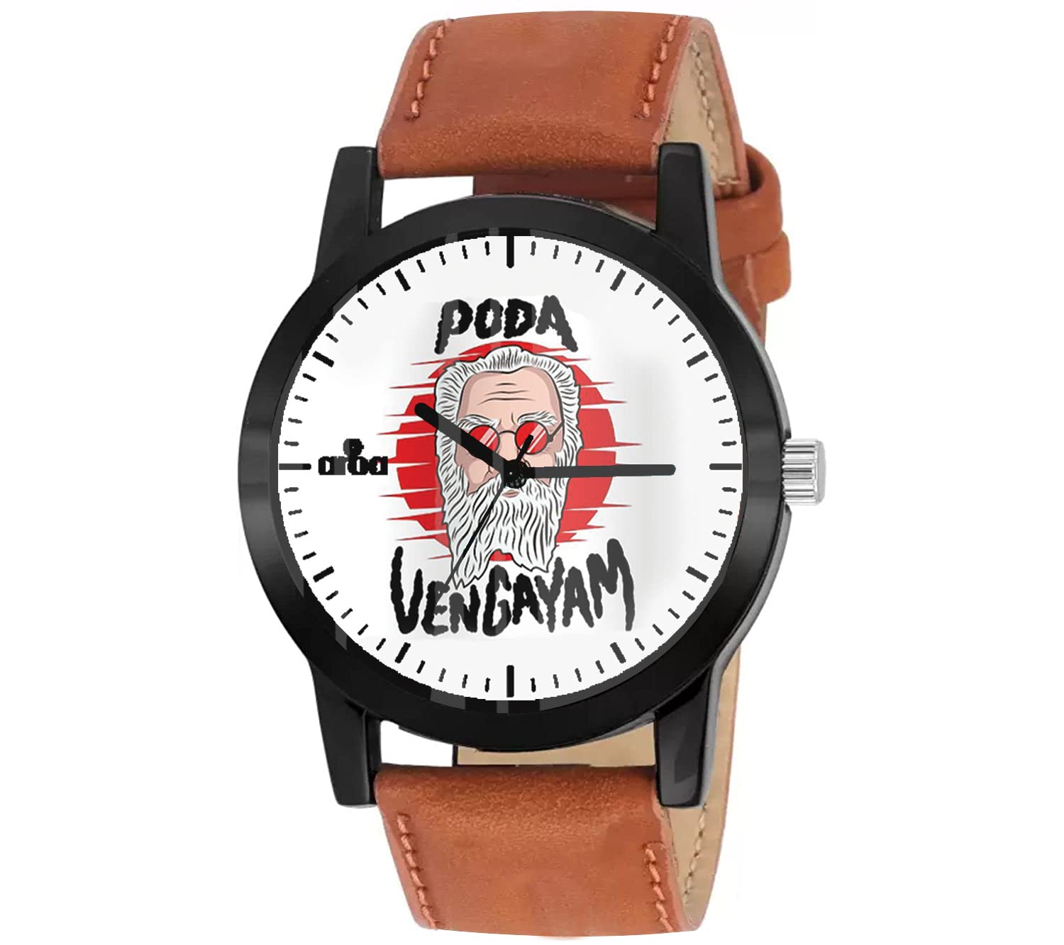 AROA Watch New Watch for Periyar Tamil Slogan Poda Vengayam Model : 350 Black Metal Type Analog Brown Strap Watch White Dial for Men Stylish Watch for Boys (B0C2VY7CFC) Amazon Price History, Amazon Price Tracker