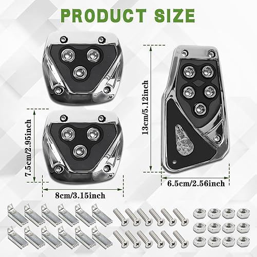 Miniatura 2 de Almohadillas para pedal de automóvil, kit de placa de descanso de pedales, cubiertas de pedal de gas, almohadillas de pedal de gas de freno,