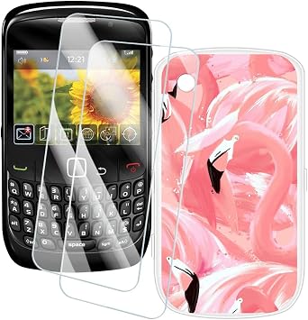 BlackBerry 8520 Curve Compatible Case & Tempered Glass - Flamingo