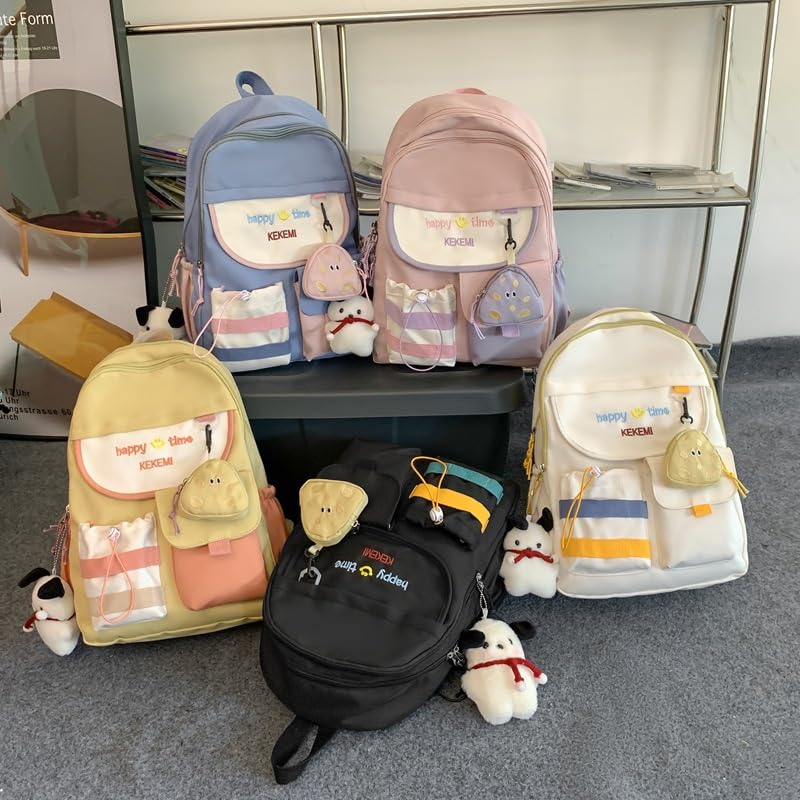 Cute Backpack for Women, Kawaii Y2K Grunge with Cute Pendant Harajuku Hiking Travel Aesthetic Rusksack (blue)3