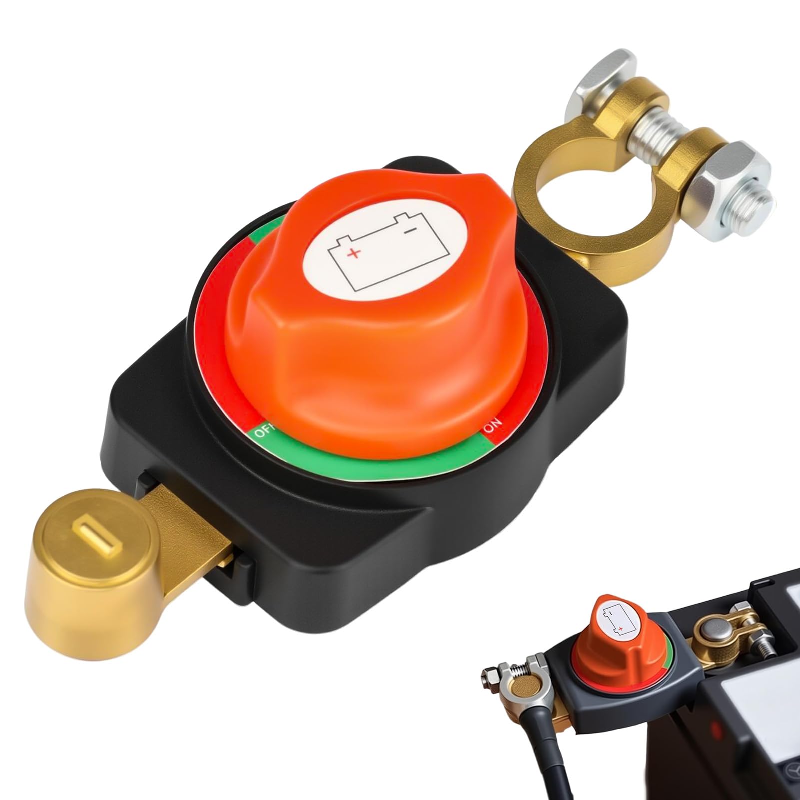 Top Post Battery Disconnect Switch 12V-48V Negative Terminal Cut Off Isolator, 250A Continuous 1000A Cranking Amps, Shut Off Kill Switch for Car Truck RV Boat Marine Auto Storage, 15.5-17mm Post