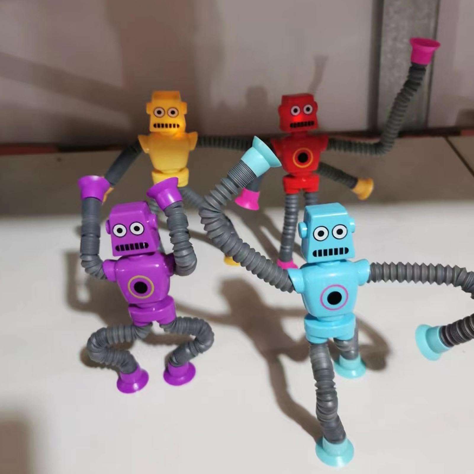 Jouet Robot Extensible à Ventouse - Télescopique LED - Stimulant Sensoriel - Cadeau Enfant - 10