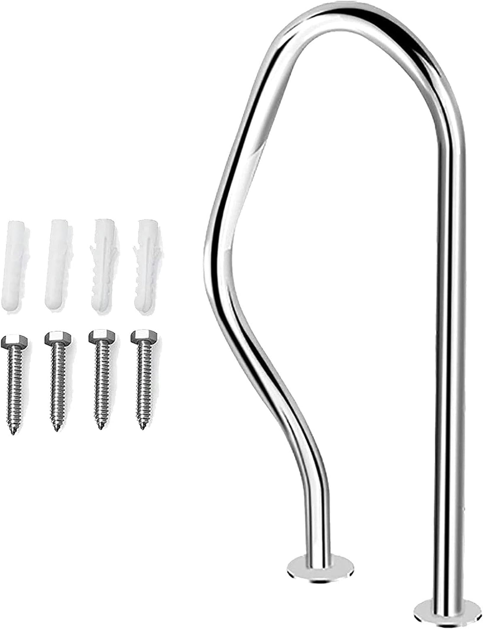 Sdgeryeeg One Color Handrail， Handrails Easy Mount Pool Hand Rail, 304 Stainless Steel Safe Non-Slip
