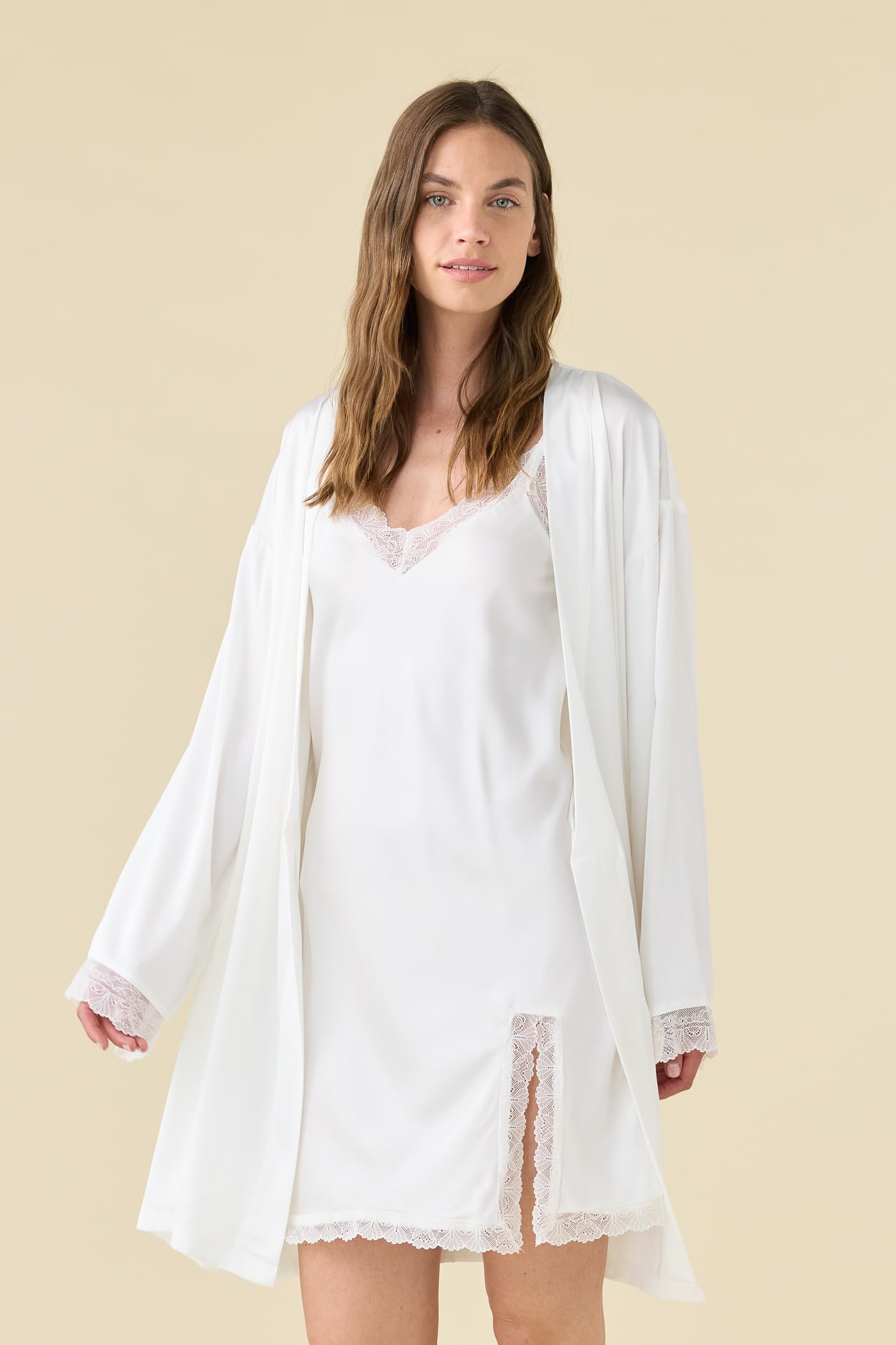 Noidinotte -Vestaglia kimono donna estiva in raso articolo bride.