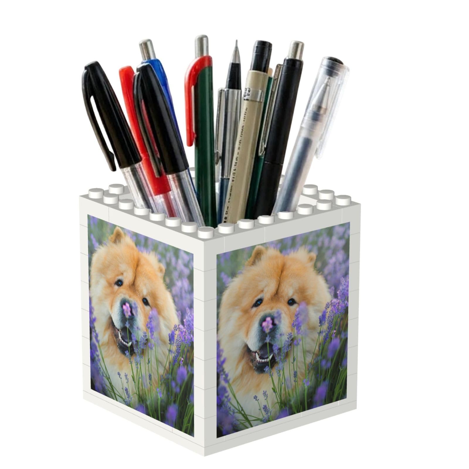 Poadnly Chow-Chow Sweet Fluffy Brown Dogs Purple Wild, Pen Pot Pencil Holder for Office Home School, Compact Desk Organiser for Office Stationery