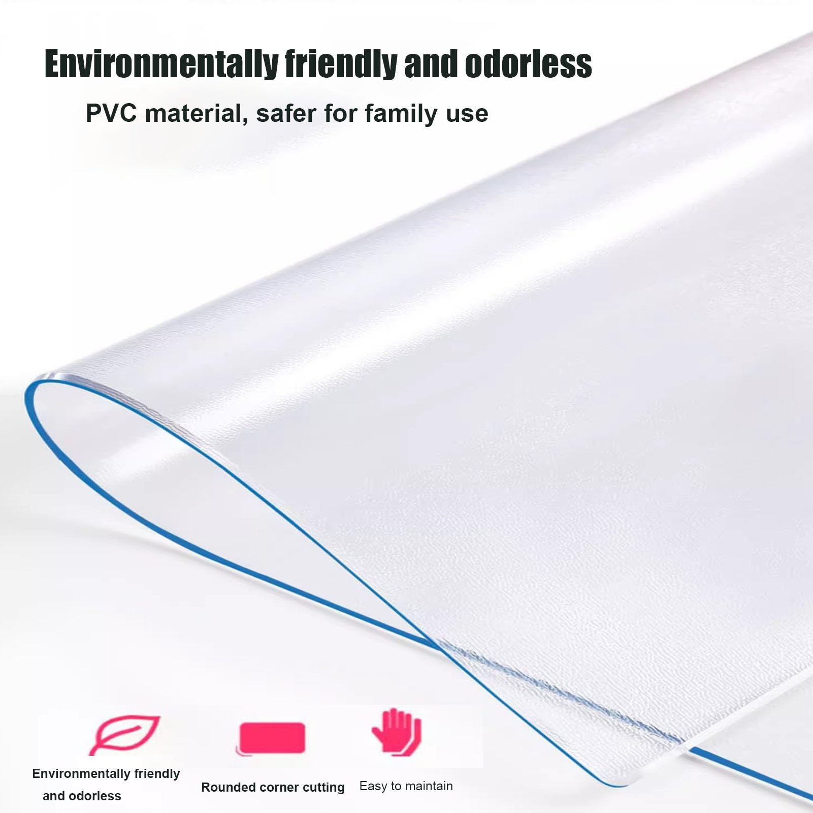 Generico Copritavolo Trasparente Protettivo da 2 mm di Spessore Copritavolo Trasparente in PVC, Tappetino da scrivania Impermeabile per Cucina, cassettiera, scrivania, Tavolo da Pranzo(90 * 120cm)