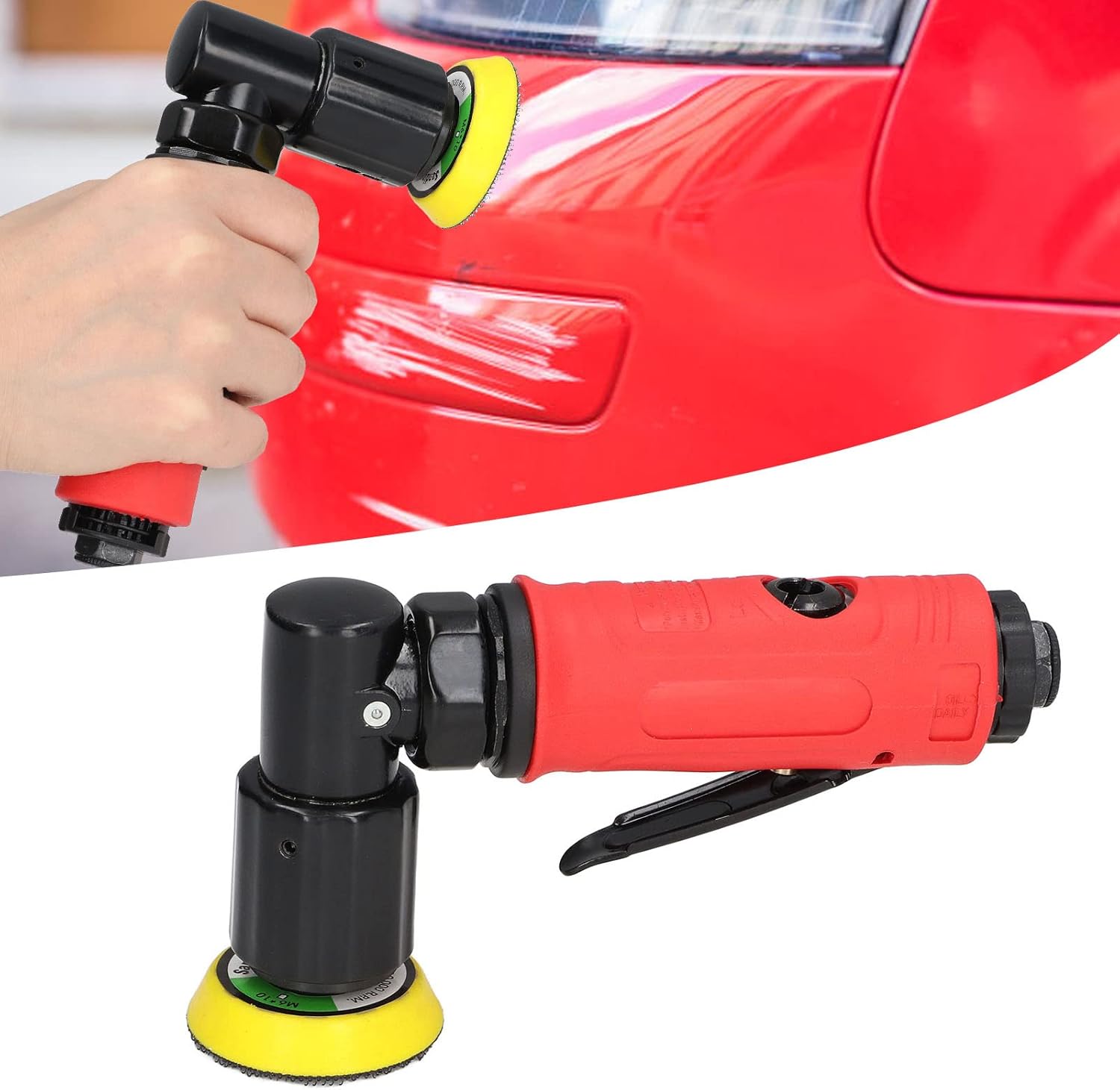 Pneumatic Grinder 2in 90° Industrial Polisher, Low Vibration Pneumatic Sanding Machine with Zinc Alloy Body, Right Angle Grinding Tool for Furniture, Metal, Wood and Automotive Det