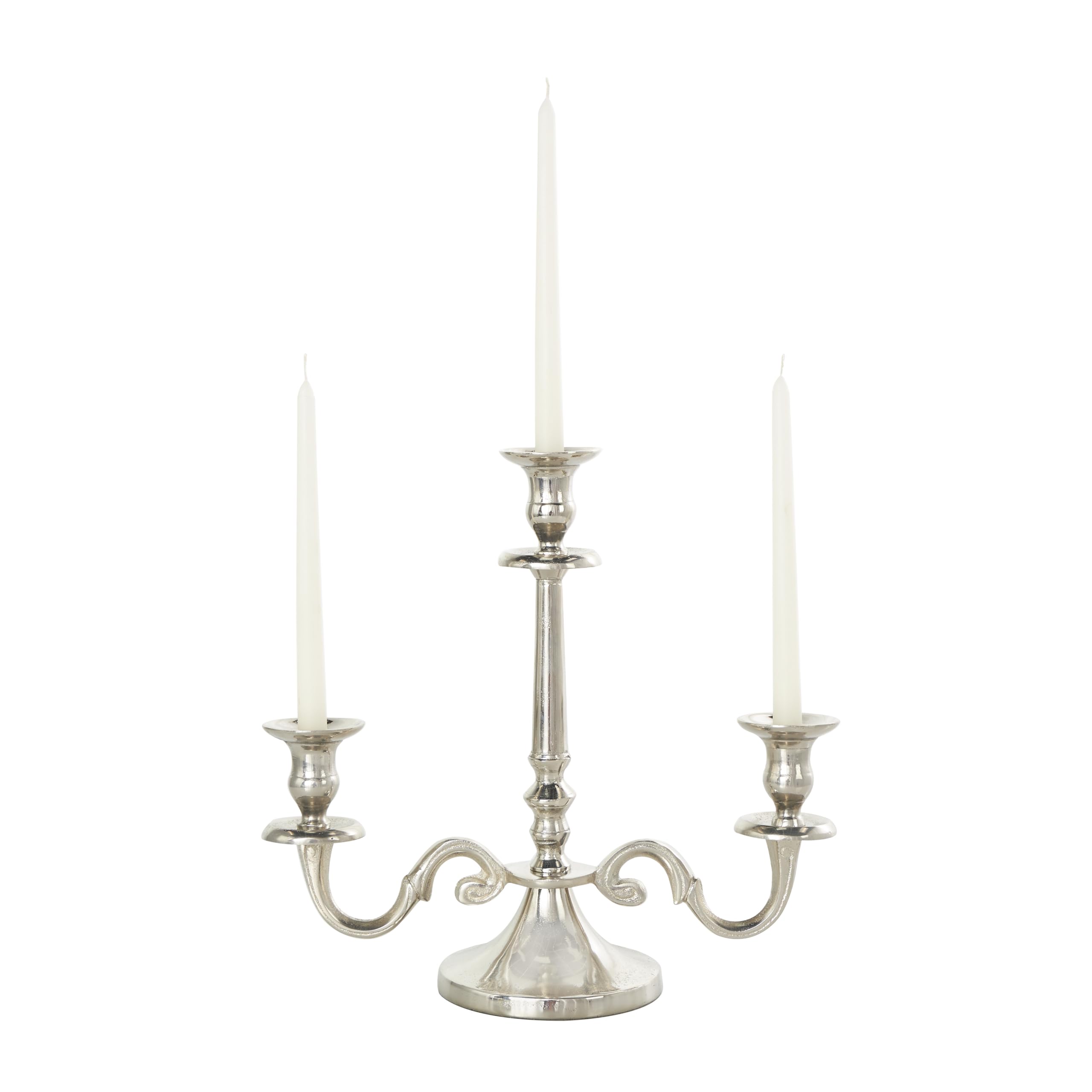 The Novogratz Aluminum Metal Scrolled Candelabra, 14