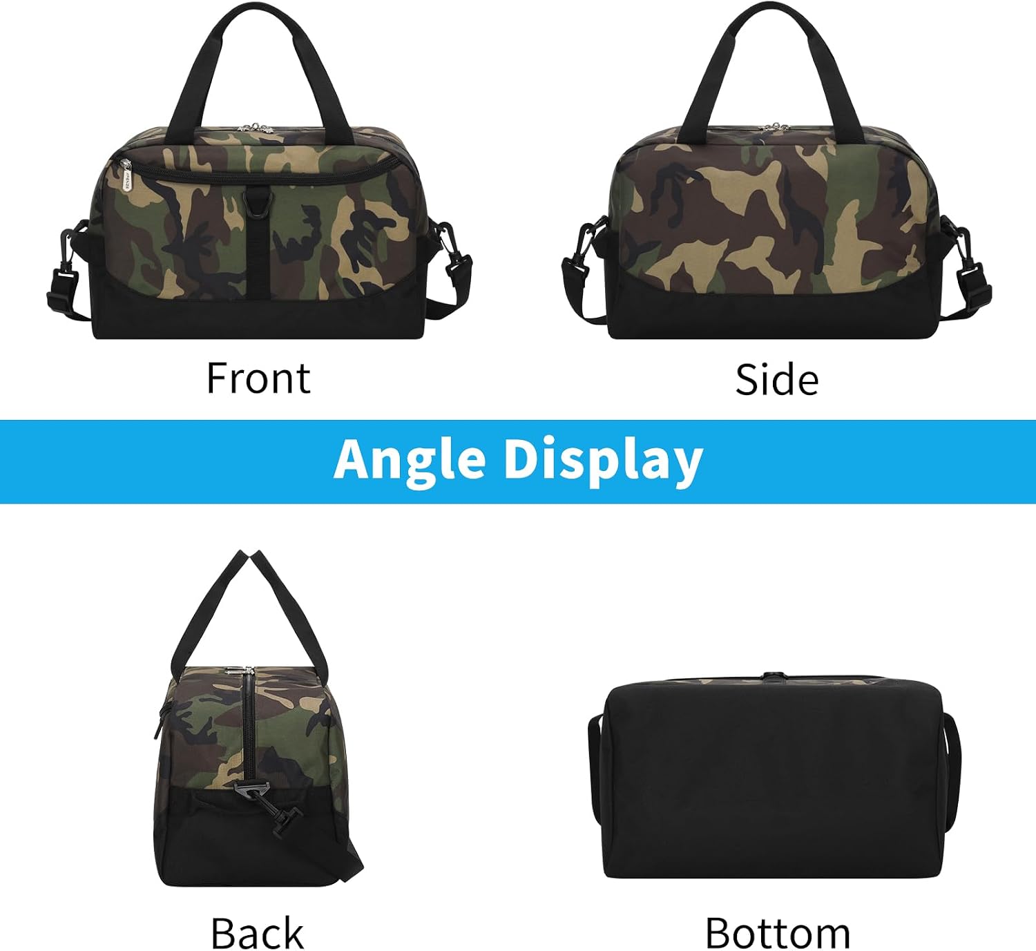 Apenze Small Gym Bag 14 inch lightweight Carry On Mini Duffel Bag with D-Ring for Travel Sport - Camouflage