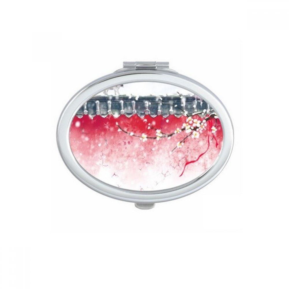 Miroir de poche style chinois Jincheng, finition aquarelle ovale haut de gamme