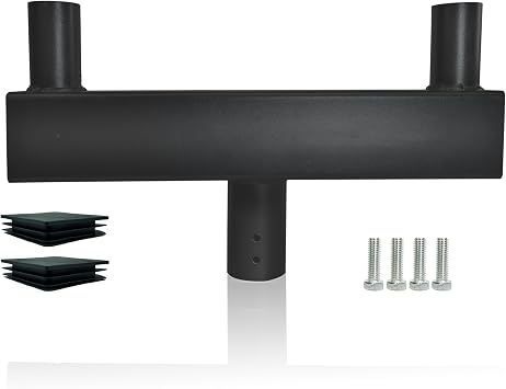 Bullhorn Light Bracket with 2 Tenon Adapters 2-3/8,180 Degree Double Bull Horn Mounting Arm for Round Pole, Heavy Duty Low Profile Bullhorn for Led Parking Lot Lighting, Shoebox Lights Black