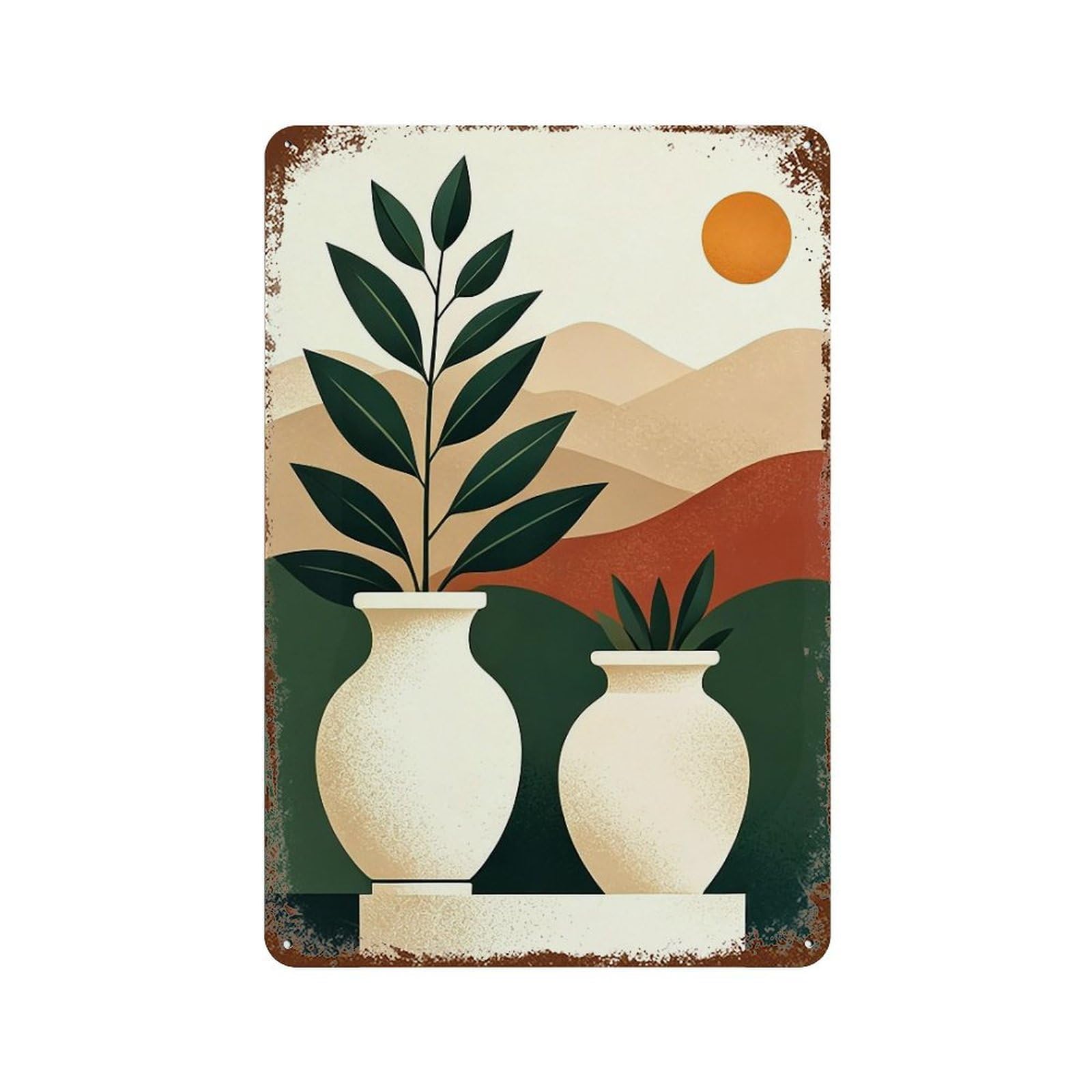 WUJHGRSG Minimal Bohemian Abstract Hues 03 Wall Art Retro Iron Vintage Metal Tin Sign Poster Modern Decor for Home Cofffee Club Bar Shop Style 30x20cm