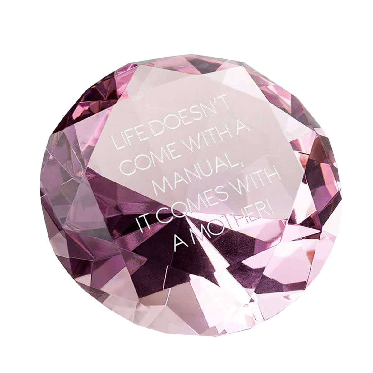 Treat Republic Personalised Diamond Paperweight [Pink] – Custom Message, Sans Serif Font, Rainbow Effect Paperweight, Perfectly Carved | Desk Accessories