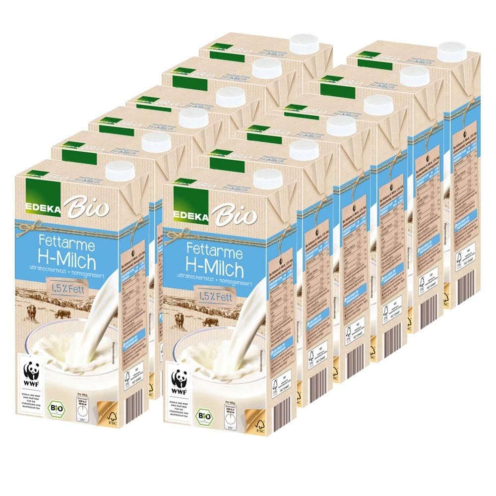 EDEKA Fettarme H-Milch 1,5% 1000 mililiter x 12 Stück