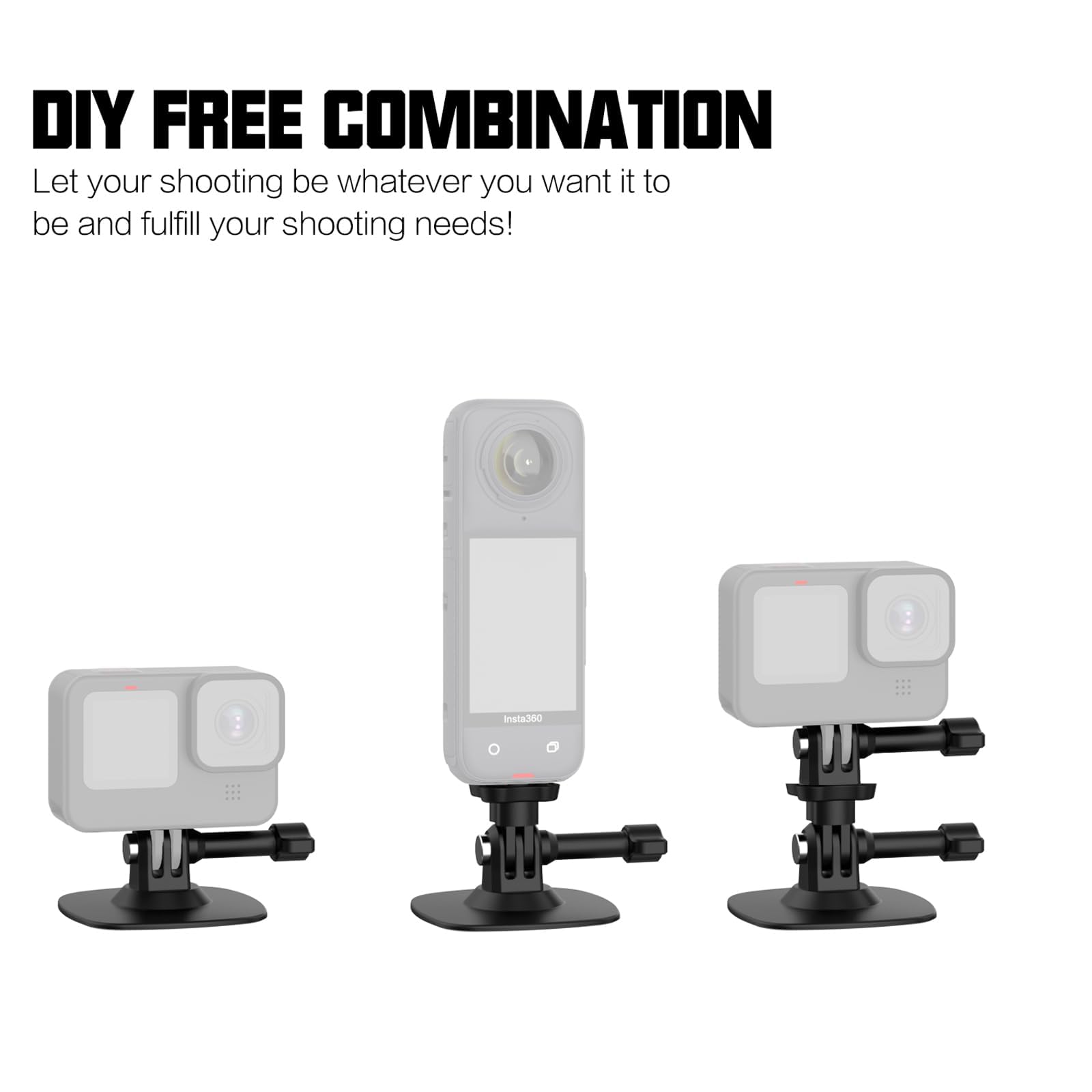 UNSTINCER 360° drehbarer Klebehalterung + Lenker Action Kamera Halterung für 8-35mm Stange Bundle