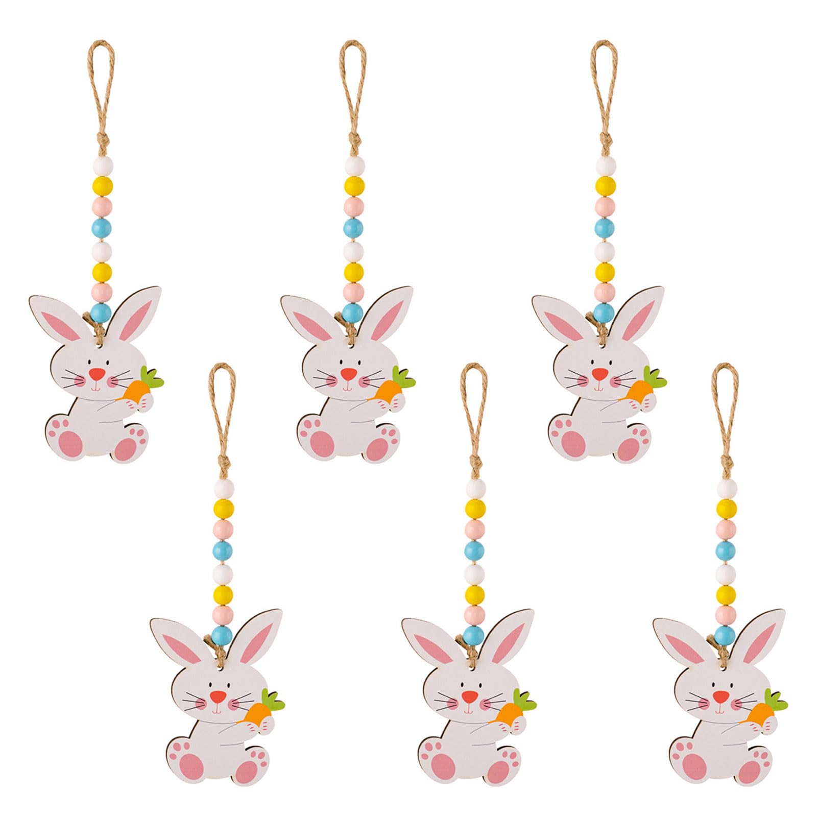 Buxuaaaa A Buxuaaa 6Pcs Easter Wood Hanging Ornaments Wood Slices Ornaments Decoration With Rope For Easter Decorations Hanging Pendant Decorations Indoor Outdoor For Tree Decoration
