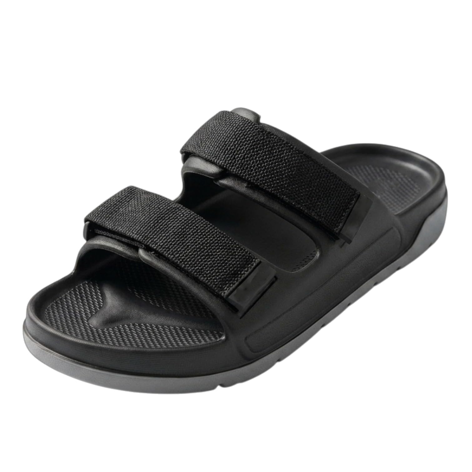 ovee Double Strap Slide Sandals with Adjustable Velcro, Black-picture-46