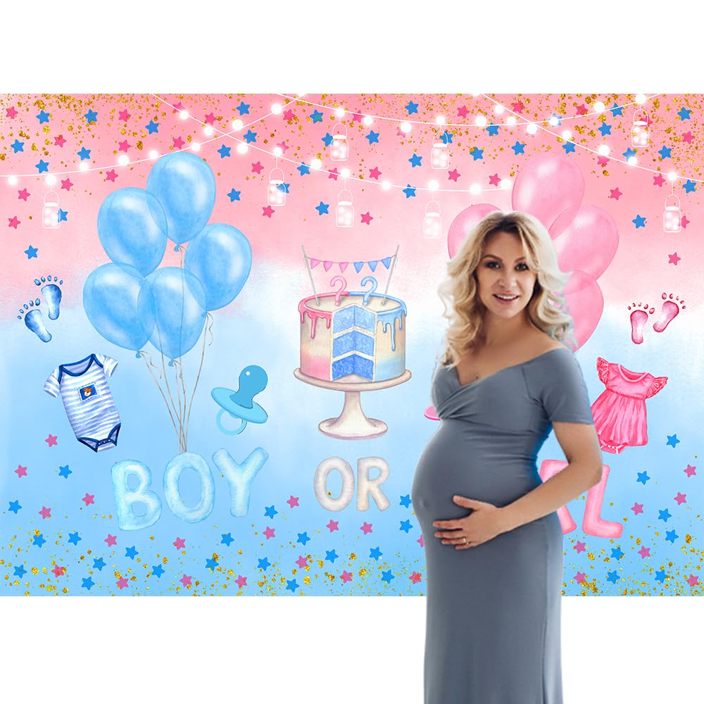 Amazon.com : Gender Reveal Backdrop Banner Boy or Girl Pink Blue Clothes  Gender Reveal Decorations Blue Pink Balloon Star Light Boy or Girl Banner  Cake Table Decor 5.9x3.6Ft : Electronics