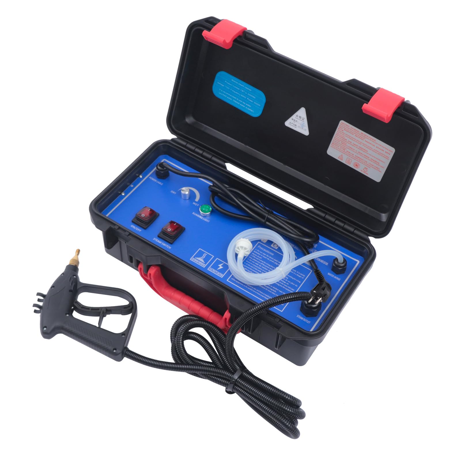 Pulitore a vapore 3000W con modalità dual fino a 130°C, dispositivo professionale ad alta temperatura per la pulizia di auto, casa, cucina, macchina per la decontaminazione