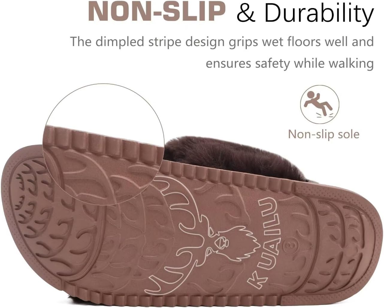 KuaiLu Women's Fuzzy Cross Band Platform Slippers Furry Faux Fur Comfortable Arch Support Open Toe Slides for Indoor Outdoor - Image 7