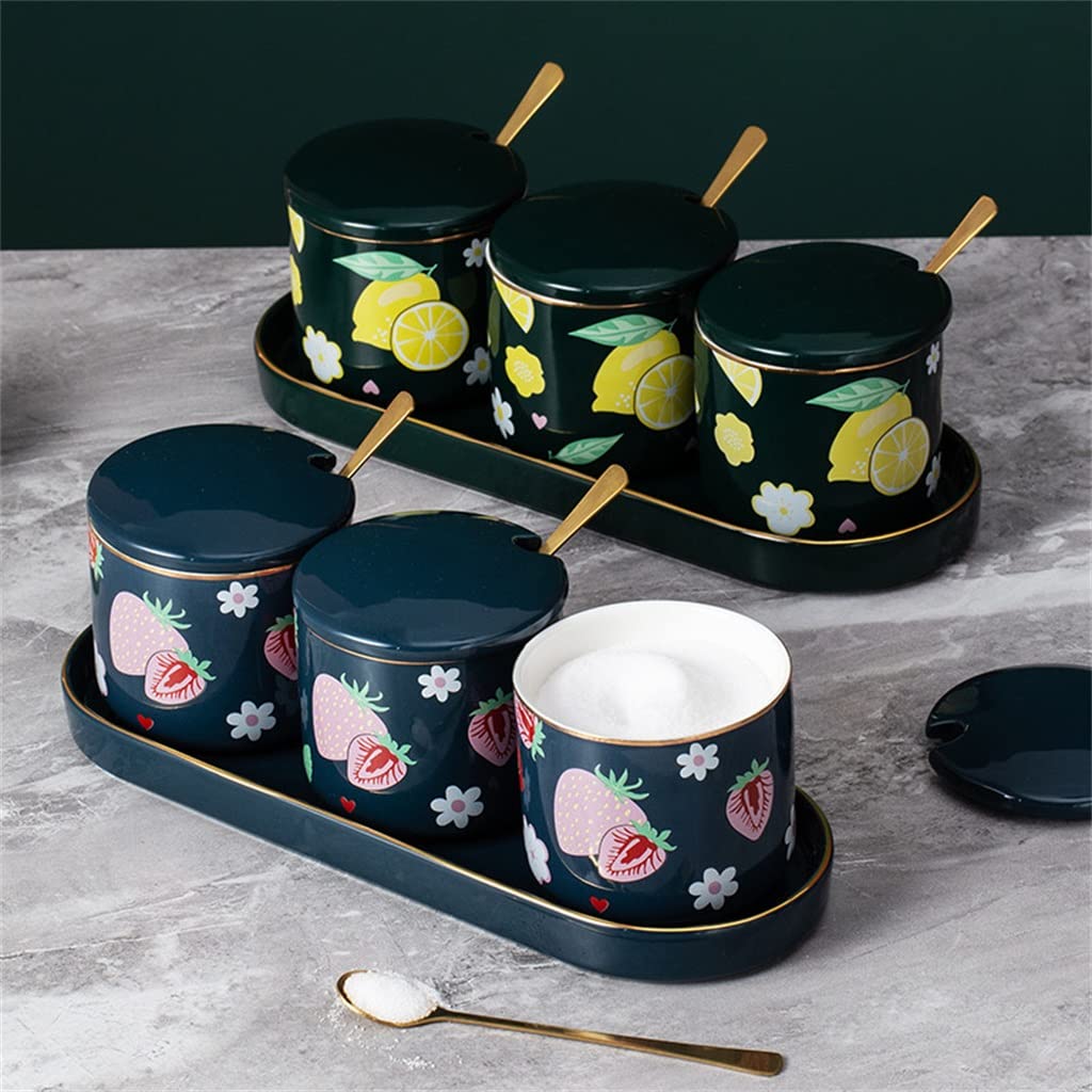 Ceramiczny słoik na przyprawy zestaw narzędzi kuchennych solniczka i pieprzniczka pudełko na przyprawy domowe z pokrywką (kolor: B, rozmiar (B jak pokazano na zdjęciu)