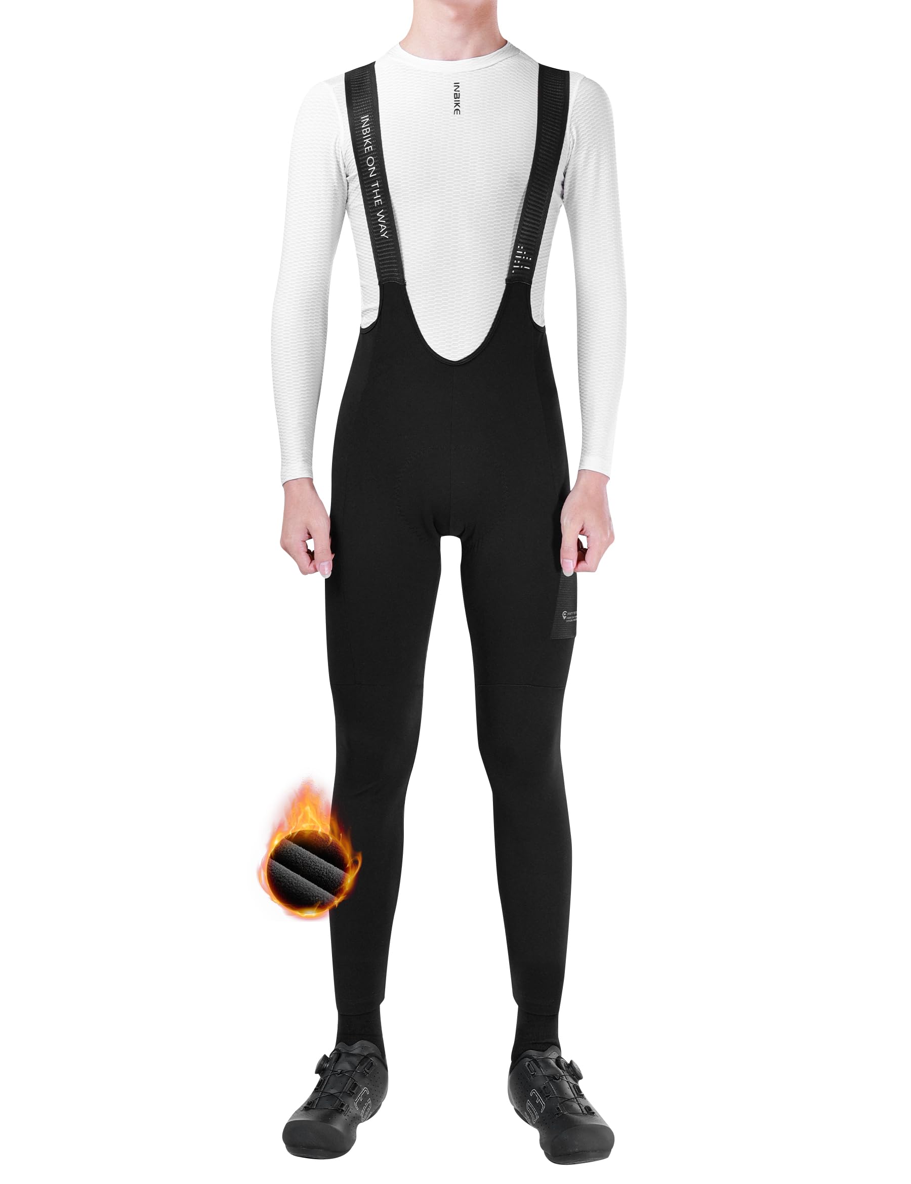 INBIKE Pantaloni Ciclismo Uomo Invernale con Tasche Pantaloni Bici con Fondello di Pile Pantaloni Lunghi MTB Abbigliamento Ciclismo Termico in Gel 3D Antishock Riflettente