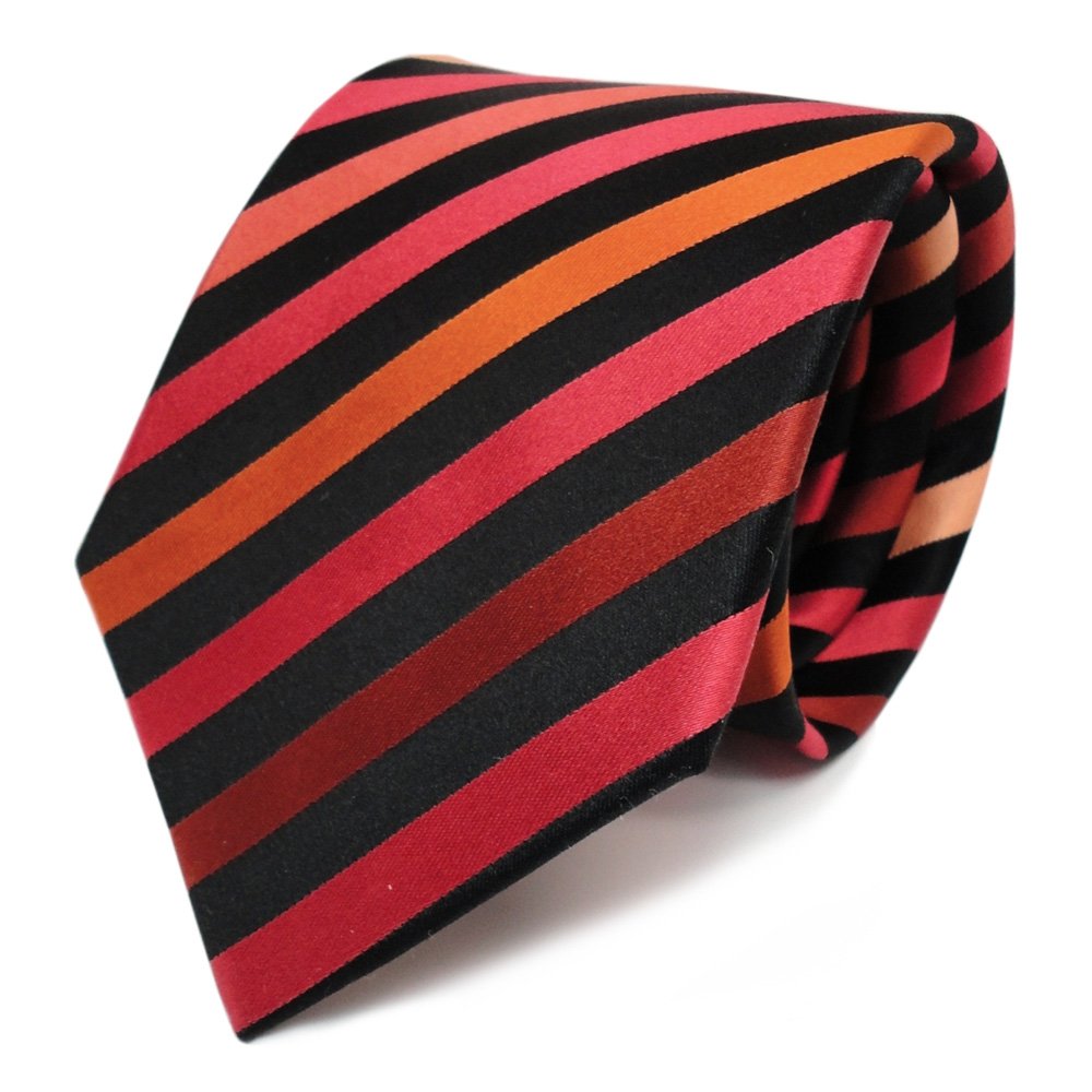 Cravate en soie orange TigerTie avec rayures élégantes de 8 cm