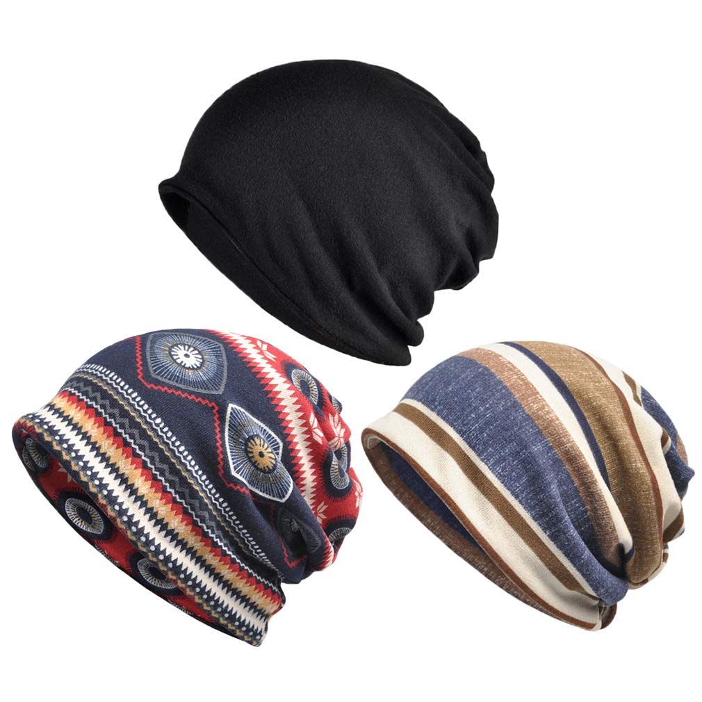 Kojoon Women's Mix Color Chemo Hat For 3 Pack Beanie Cap Scarf Turbans Hat Gatsby Cancer Head Wraps