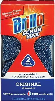 Brillo | Scrub Max Heat Activated | Strong, Long Lasting Sponge | 1 Pack 2ct All Purpose